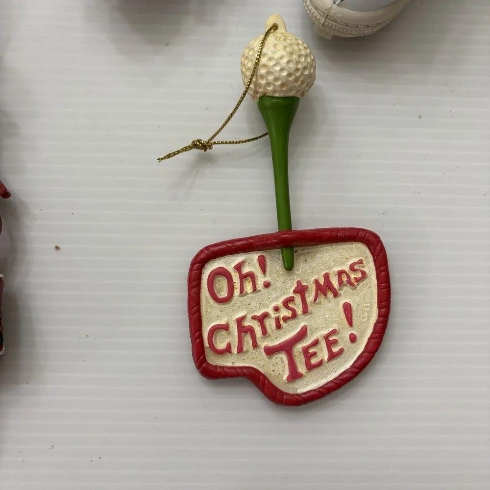 Lot Of 5 Vintage Golf Christmas Tree Ornaments Santa Snowman Golf Bag Holiday
